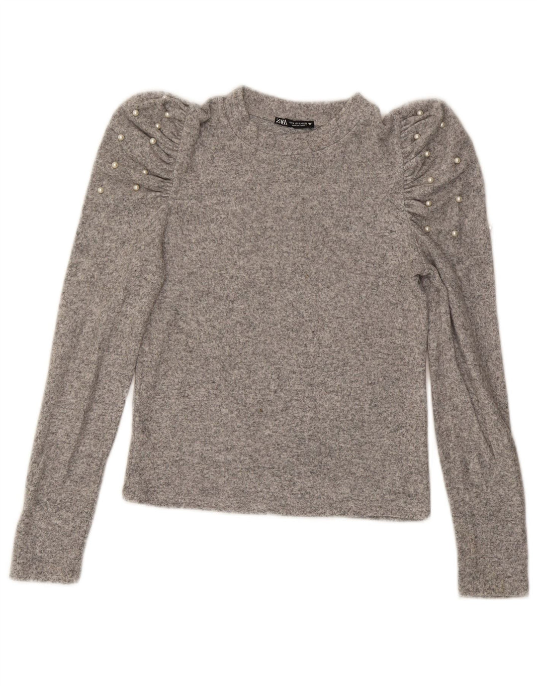 Top corto da donna Zara a maniche lunghe UK 10 piccolo grigio