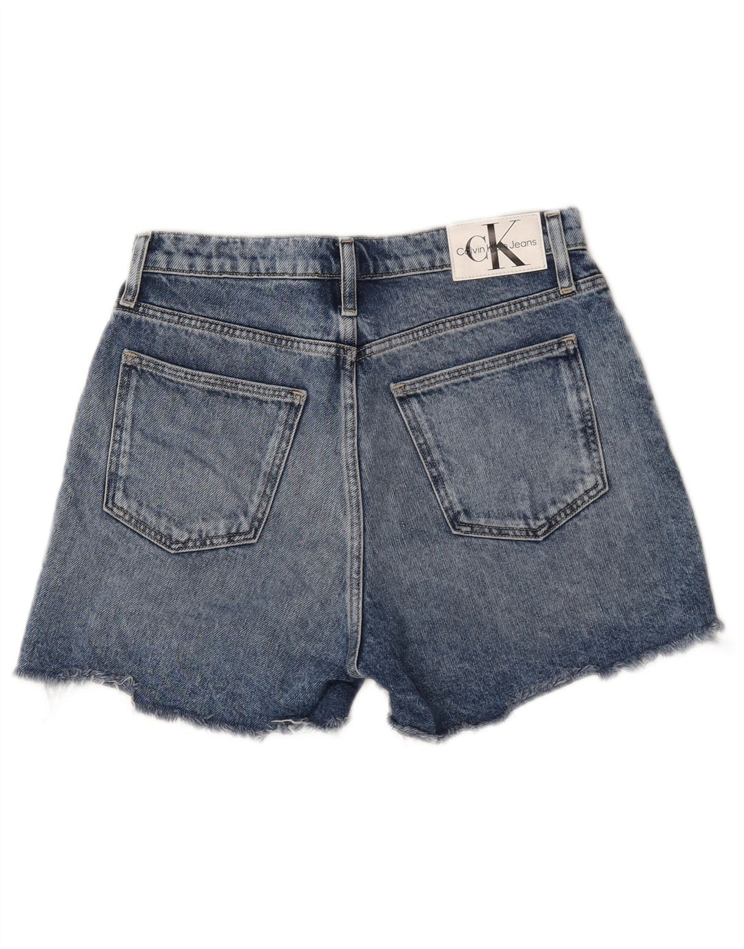Pantaloni caldi da donna in denim effetto invecchiato Calvin Klein W28 cotone blu medio