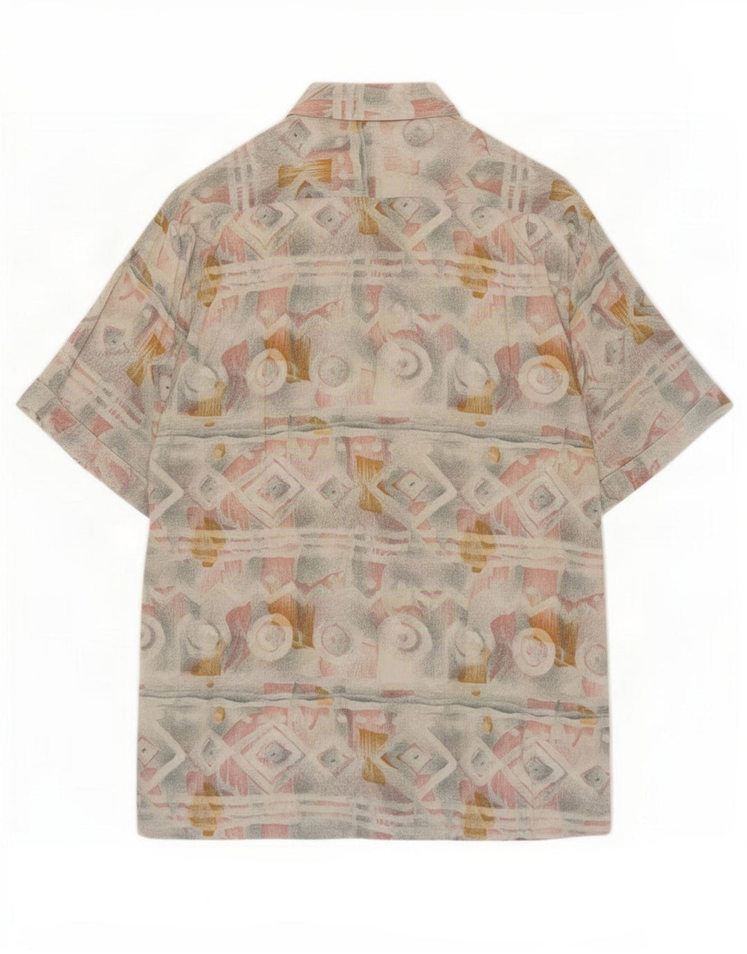 Camicia Cassera da uomo a maniche corte in viscosa geometrica multicolore media