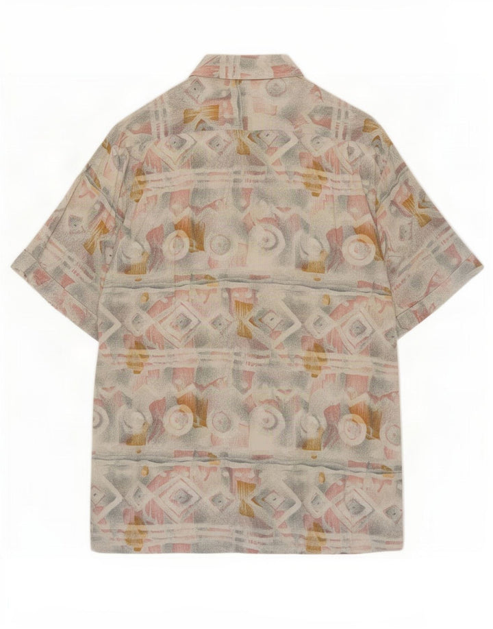 Camicia Cassera da uomo a maniche corte in viscosa geometrica multicolore media
