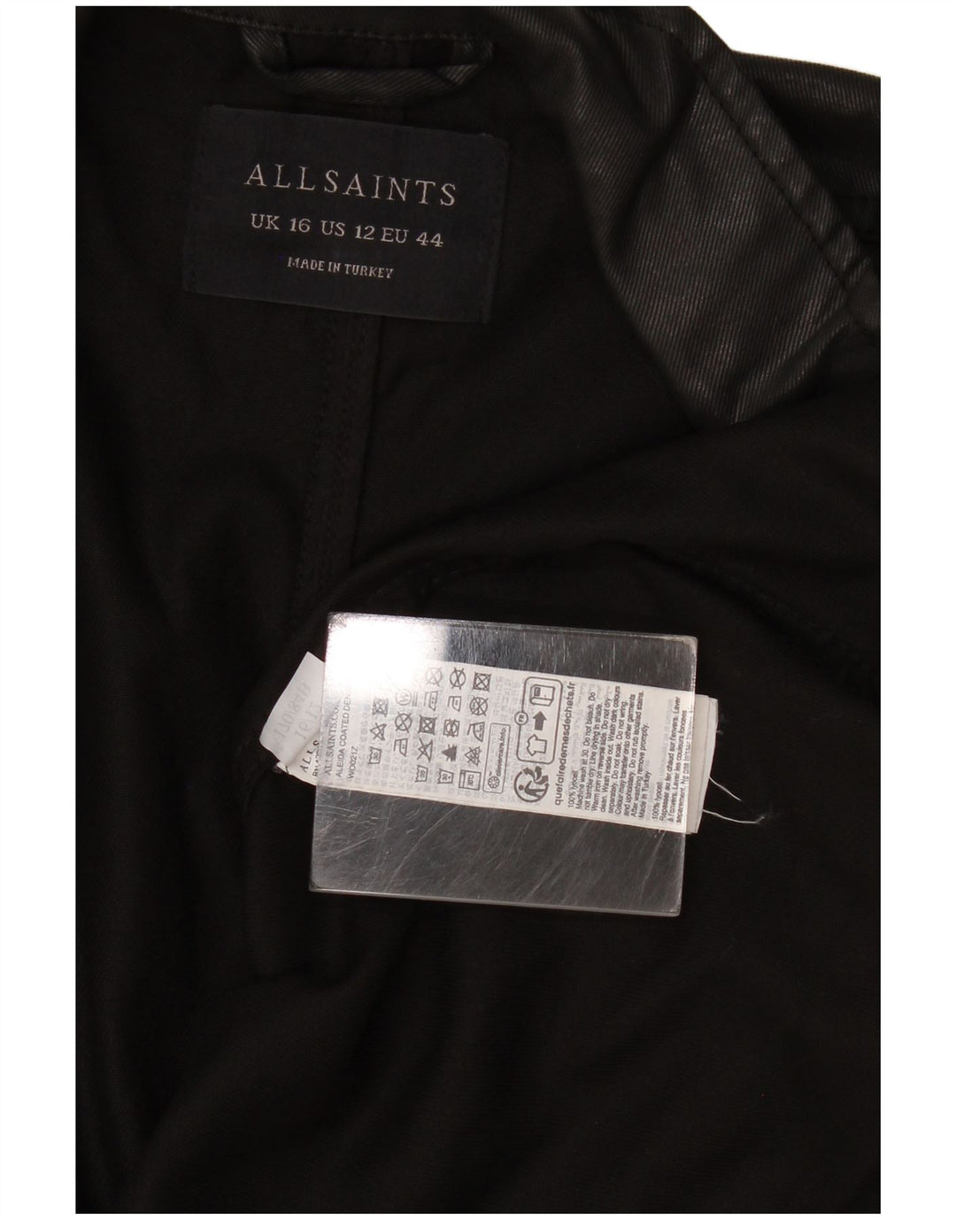 Giacca blazer aperta da donna All Saints UK 16 grande Lyocell nero