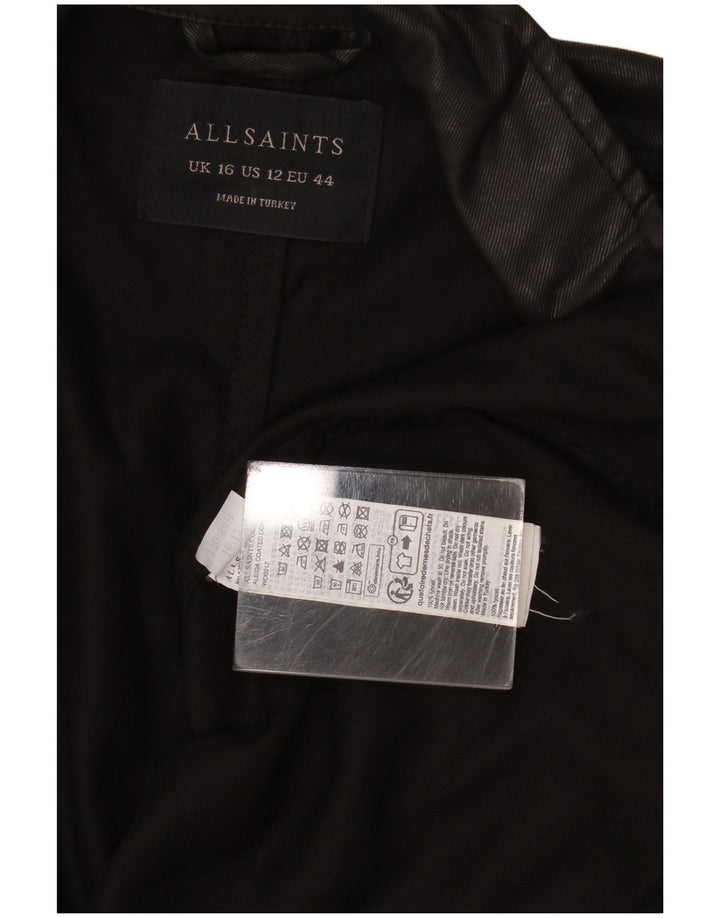Giacca blazer aperta da donna All Saints UK 16 grande Lyocell nero