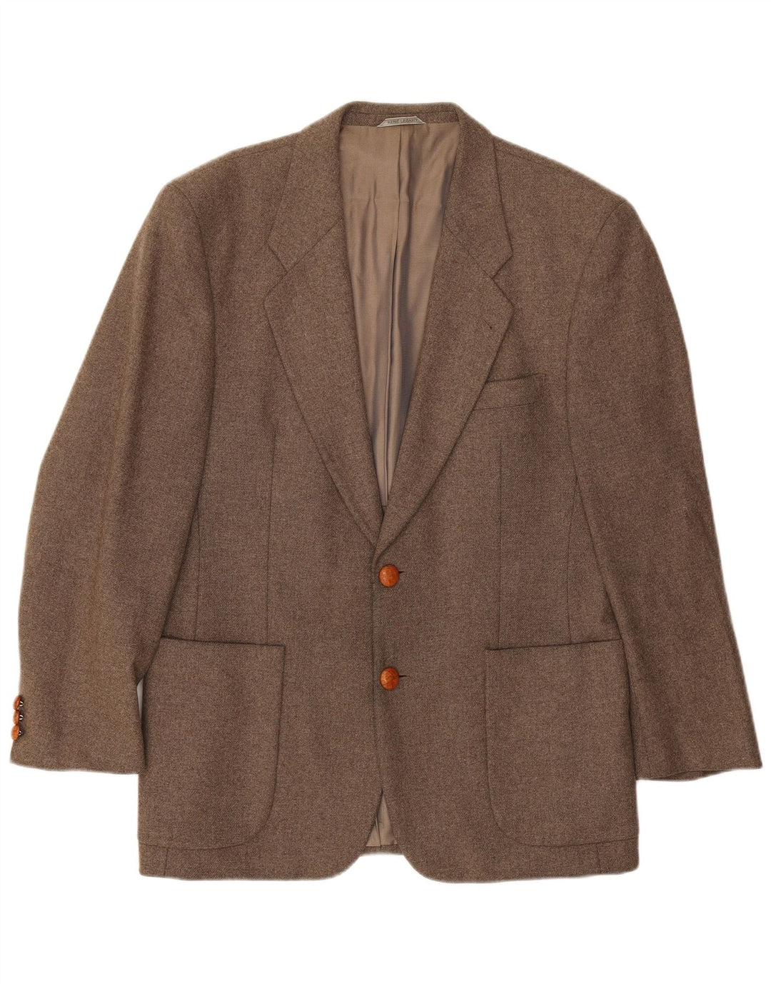 Giacca blazer da uomo a 2 bottoni Rene Lezard EU 50 Large Marrone New Wool