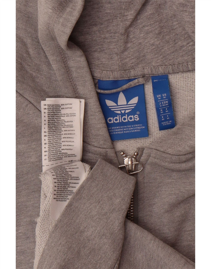 ADIDAS Womens Oversized Longline Zip Hoodie Sweater UK 14 Medium Grey Vintage Adidas and Second-Hand Adidas from Messina Hembry 