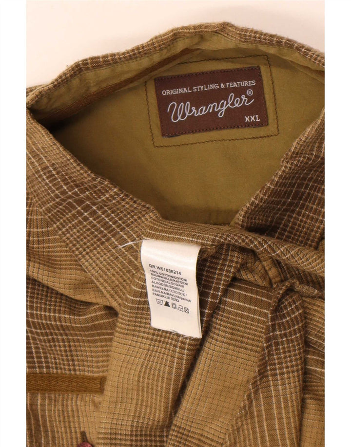 Camicia in flanella da uomo Wrangler 2XL cotone a quadri kaki
