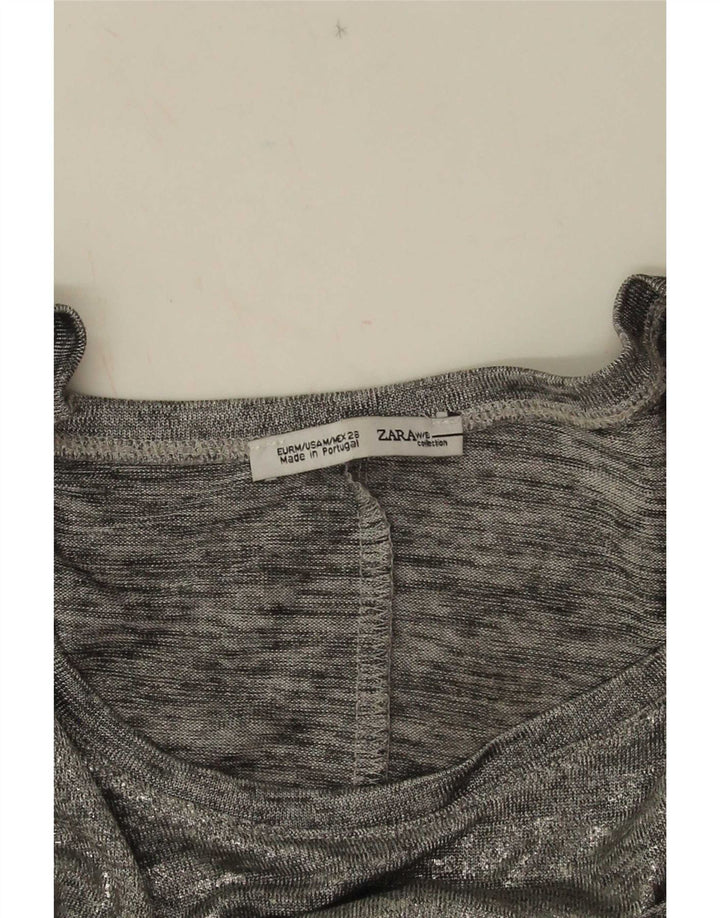 Top in camicetta senza maniche da donna Zara UK 14 Grigio medio