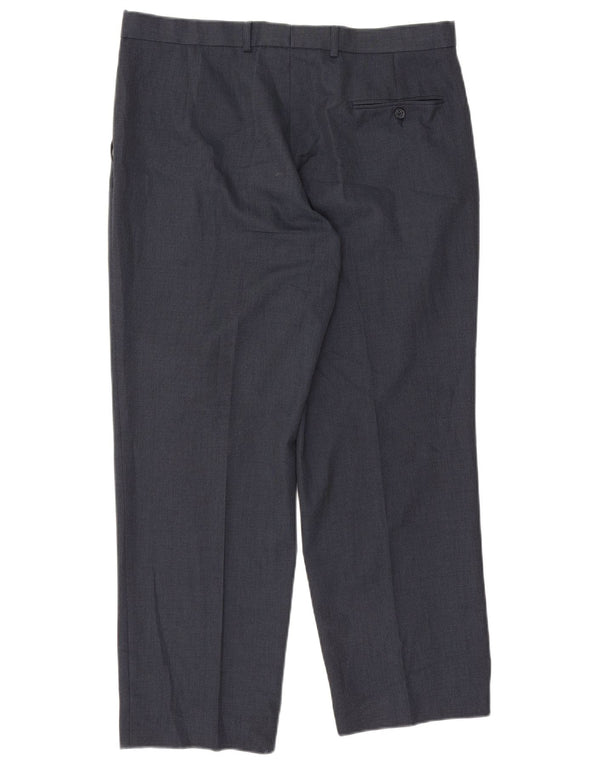 Pantaloni da abito dritti da uomo Marks & Spencer W36 L29 cotone blu navy