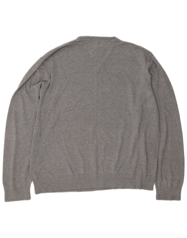 Maglione maglione con scollo a V da uomo Tommy Hilfiger XL in cotone grigio