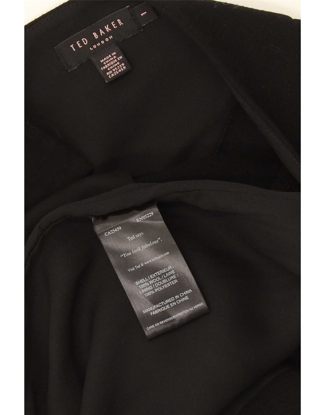 Abito aderente da donna Ted Baker taglia 1 XS lana nera