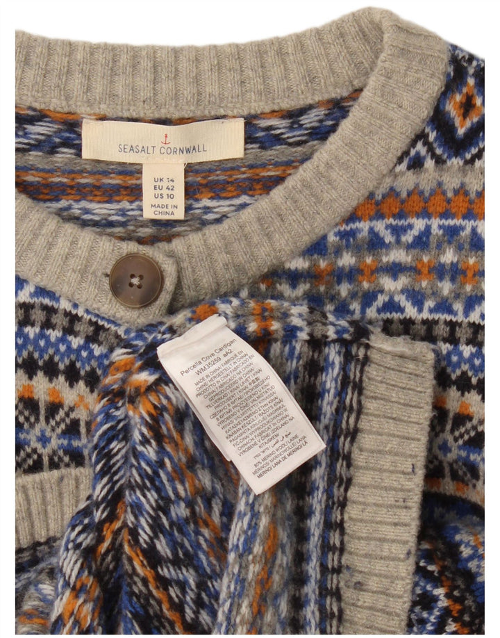Maglione cardigan da donna Seasalt Cornwall UK 14 grande multicolore