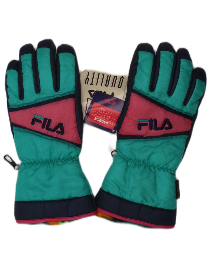 Guanti da sci Fila da uomo Small Green Colourblock poliestere invernale