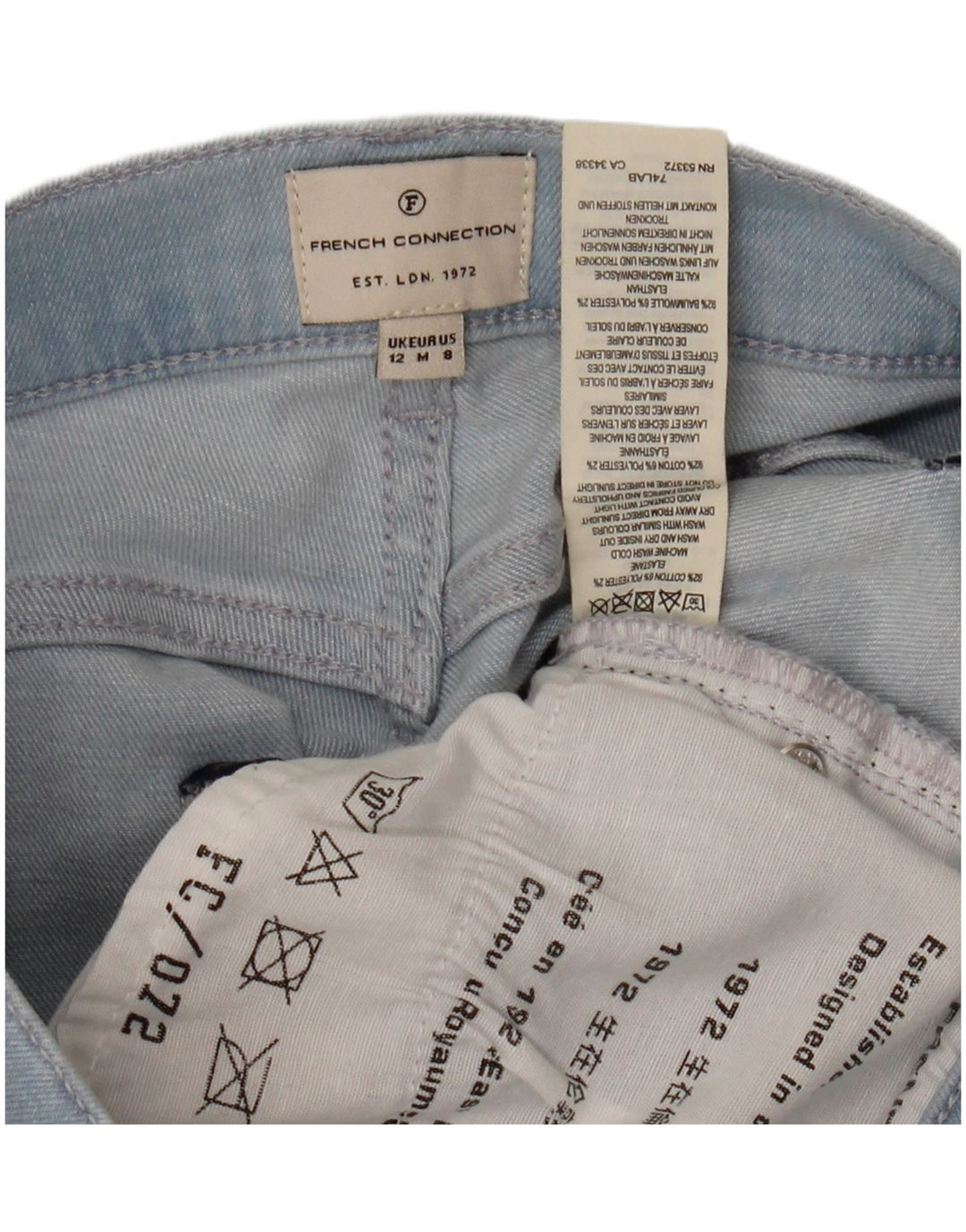FRENCH CONNECTION Jeans slim da donna UK 12 Medio W30 L28 Cotone blu