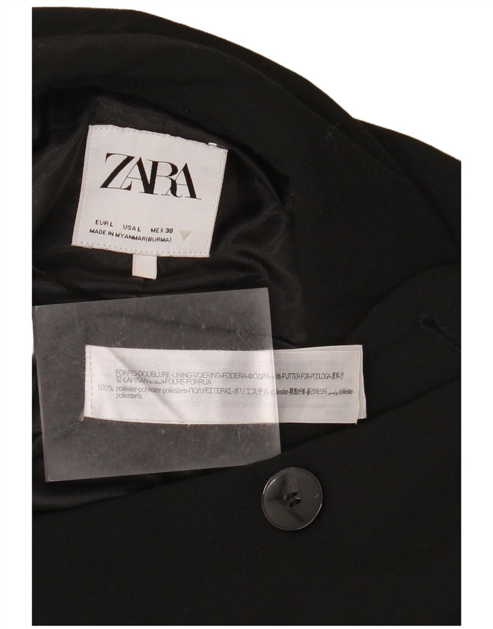 Giacca blazer doppiopetto da donna ZARA UK 16 grande poliestere nero