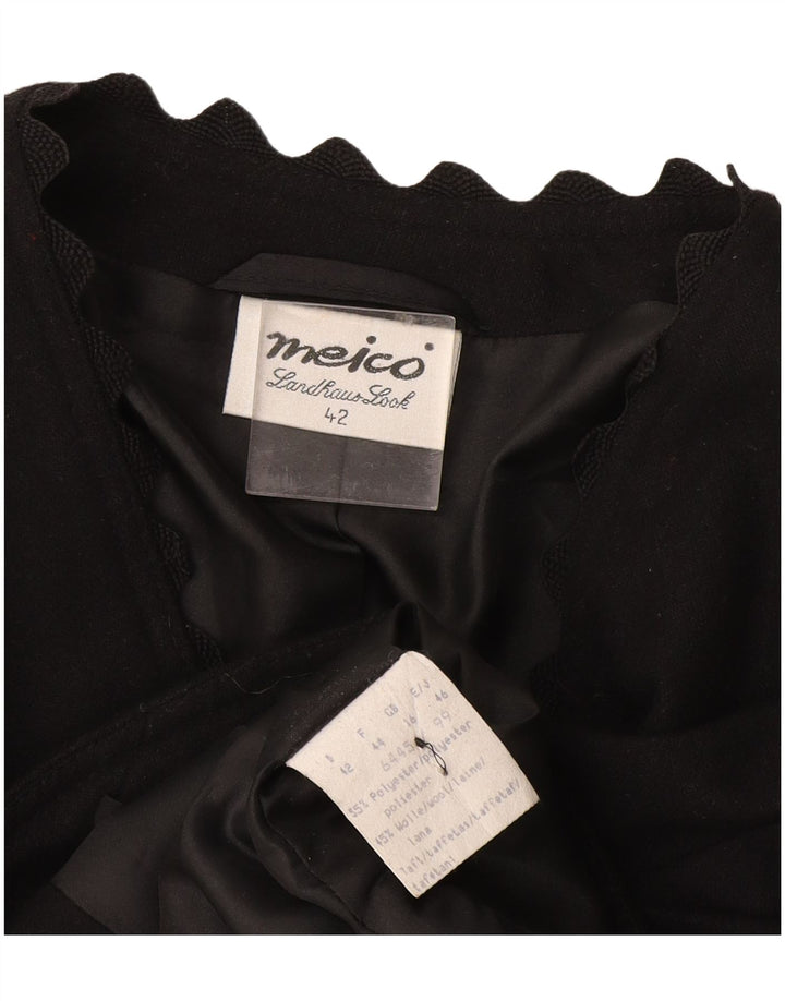 Giacca blazer corta da donna a 3 bottoni Meico UK 16 grande poliestere nero