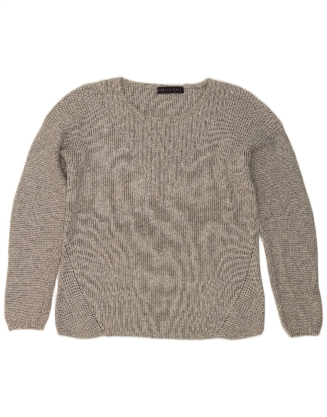 Maglione maglione con scollo a barca da donna Marks & Spencer UK 12 argento medio
