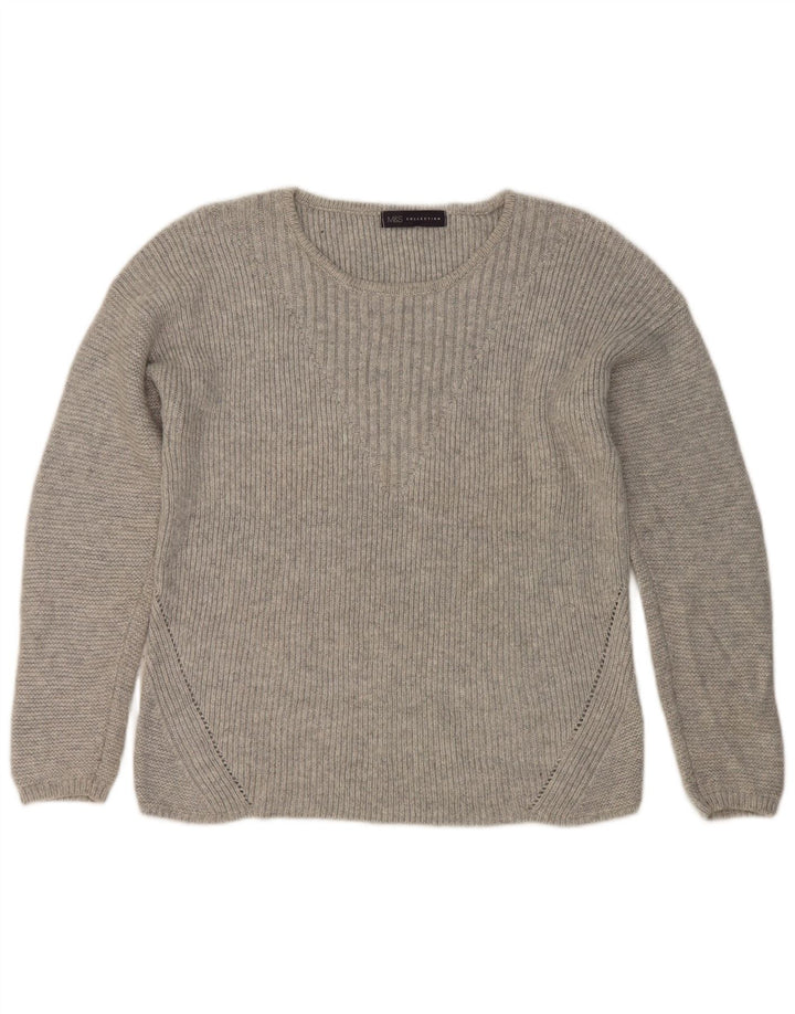 Maglione maglione con scollo a barca da donna Marks & Spencer UK 12 argento medio