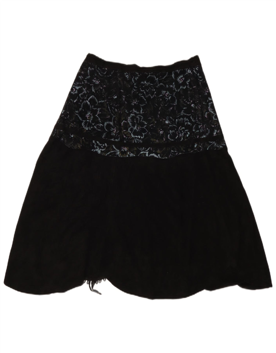 Gonna avvolgente da donna VINTAGE W30 medio nero floreale