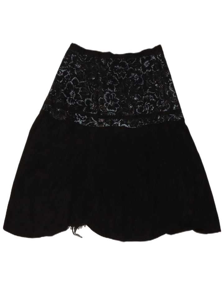 Gonna avvolgente da donna VINTAGE W30 medio nero floreale