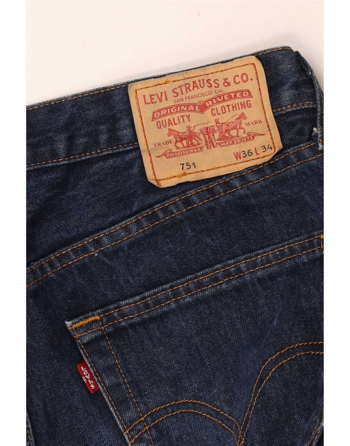 Levi's Uomo 751 Jeans dritti tagliati W36 L25 Blu Navy