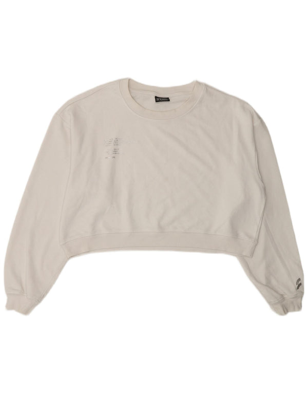 Felpa corta oversize da donna Freddy, taglia UK 14, colore bianco medio