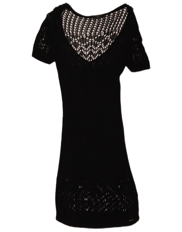 Guess Abito maglione da donna a maniche corte all'uncinetto UK 12 Medio Nero