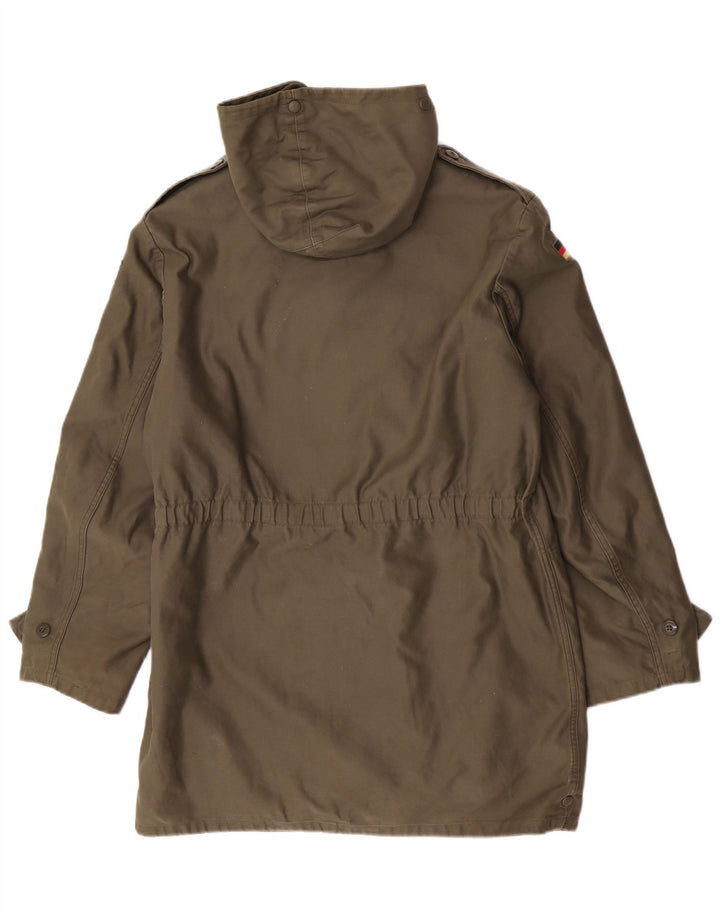 Giacca parka sherpa vintage da uomo con cappuccio UK 38 medio kaki