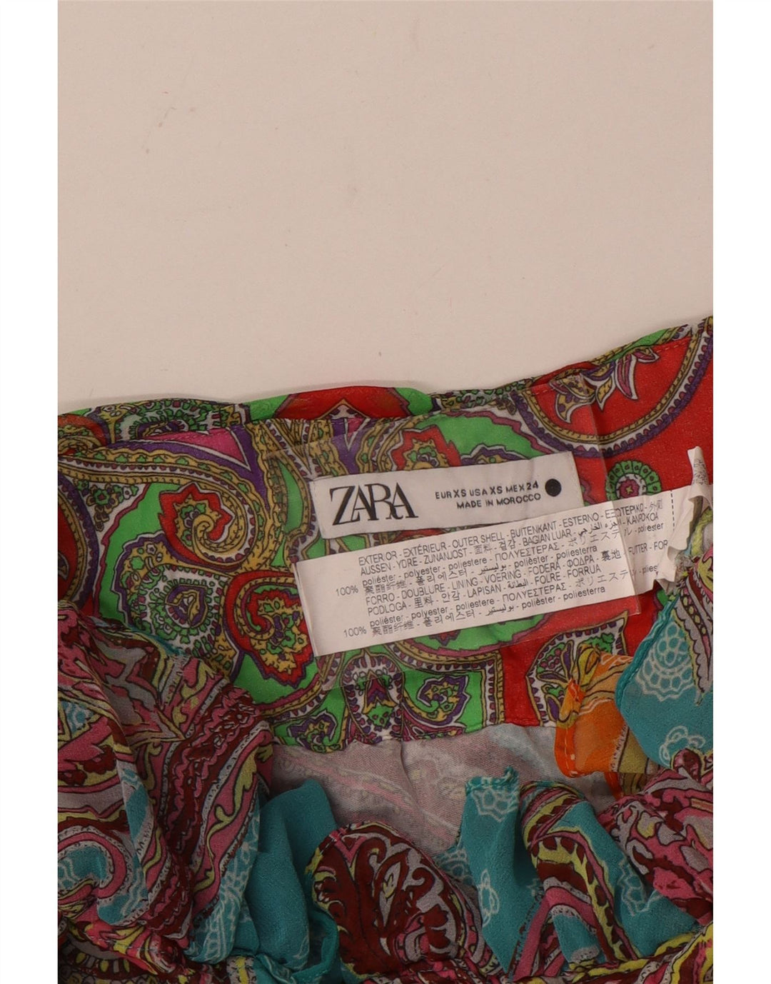 Mini gonna a strati da donna Zara XS W24 Poliestere Paisley multicolore