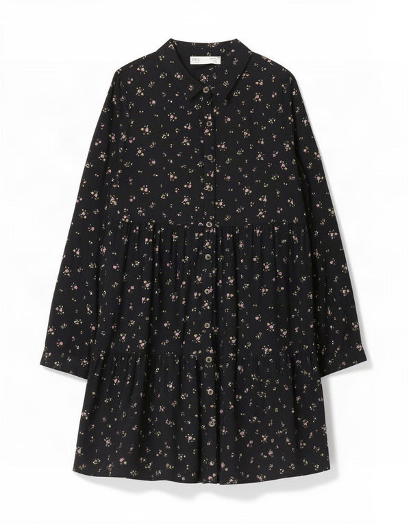 Abito camicia a maniche lunghe per bambina Marks & Spencer 13-14 anni Nero floreale
