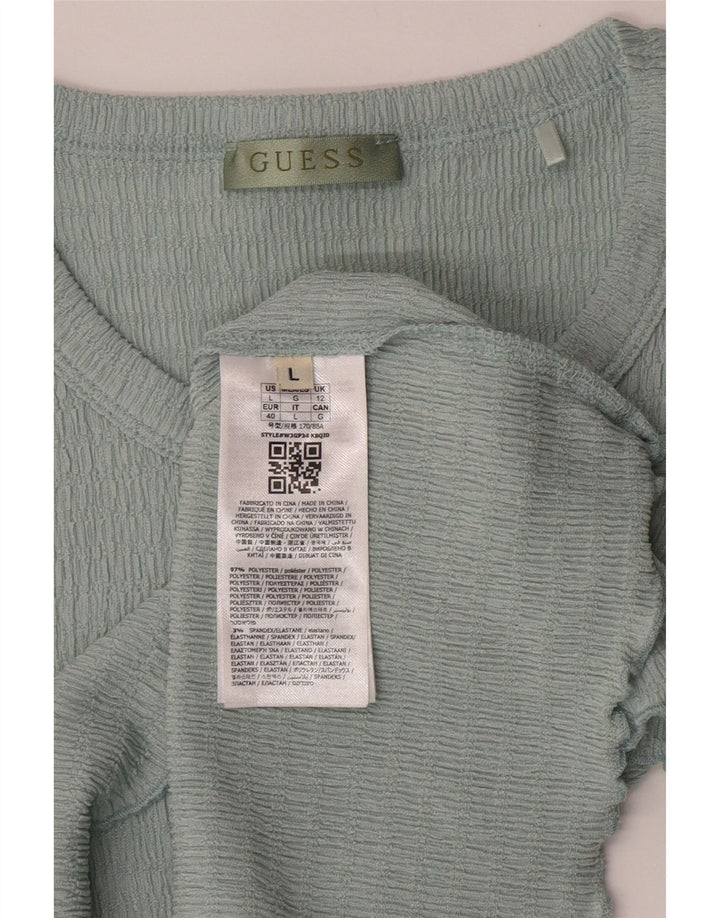 Guess T-shirt corta da donna Top UK 12 Poliestere blu medio