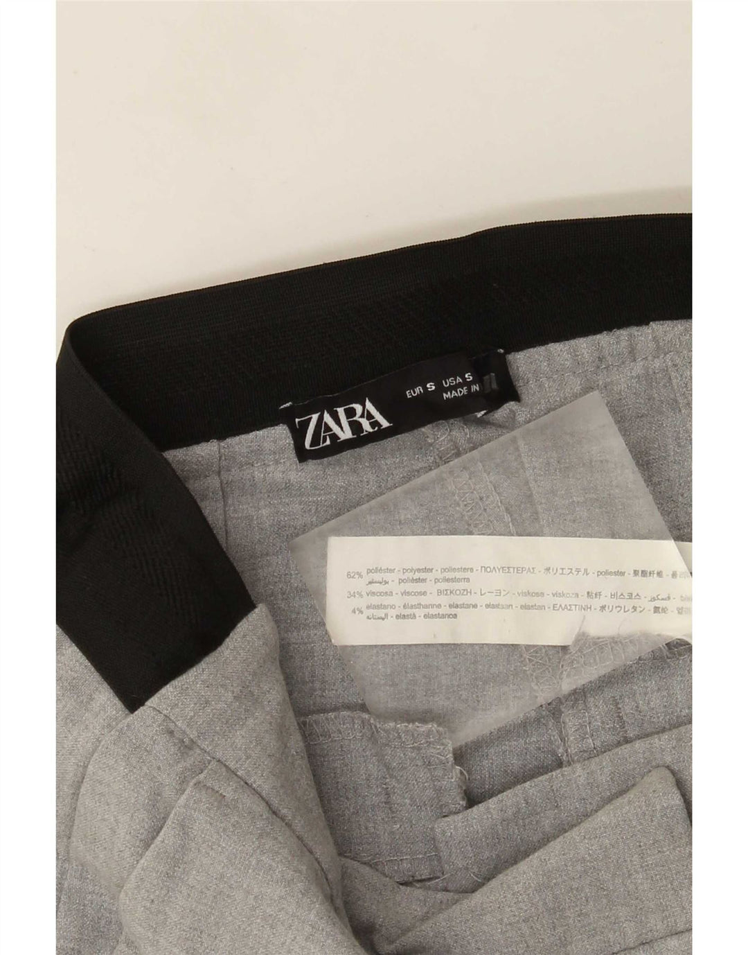 Pantaloni da abito slim da donna Zara piccoli W26 L26 poliestere color block grigio
