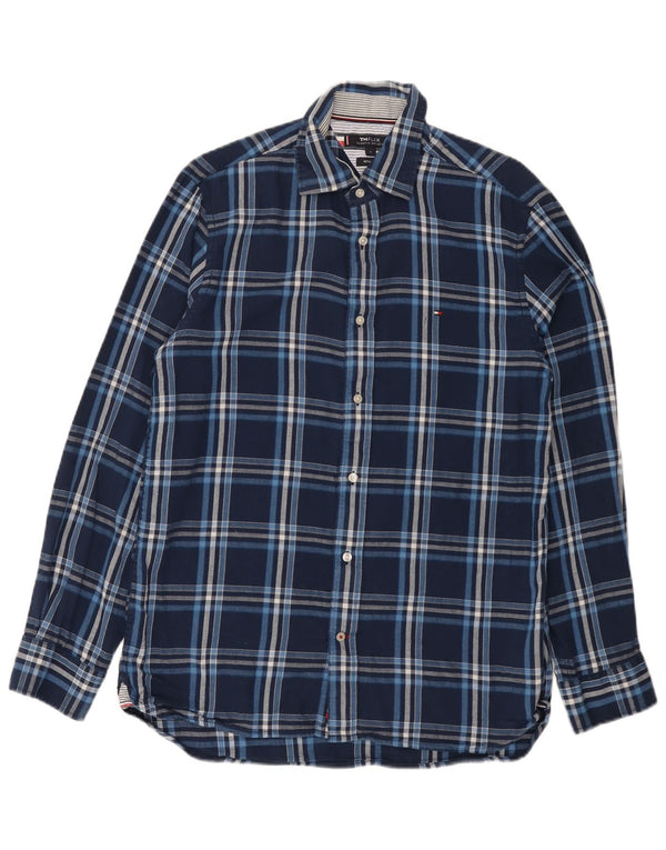 Camicia da uomo Regular Fit Tommy Hilfiger Large in cotone a quadri blu navy