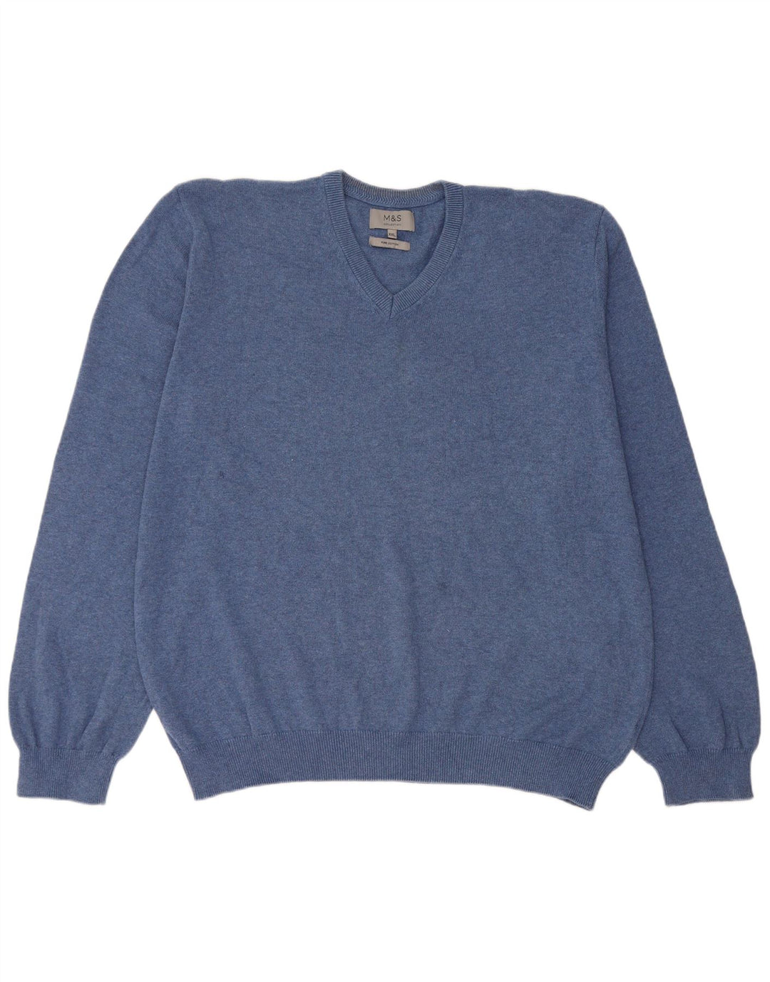 Maglione maglione con scollo a V da uomo Marks & Spencer 2XL cotone blu