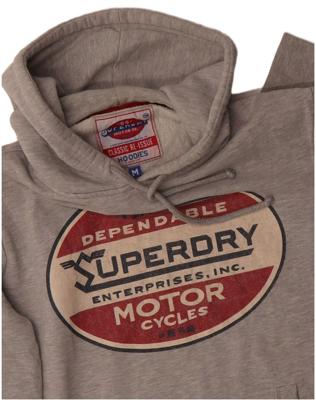 Maglione con cappuccio grafico da uomo SUPERDRY in cotone grigio medio