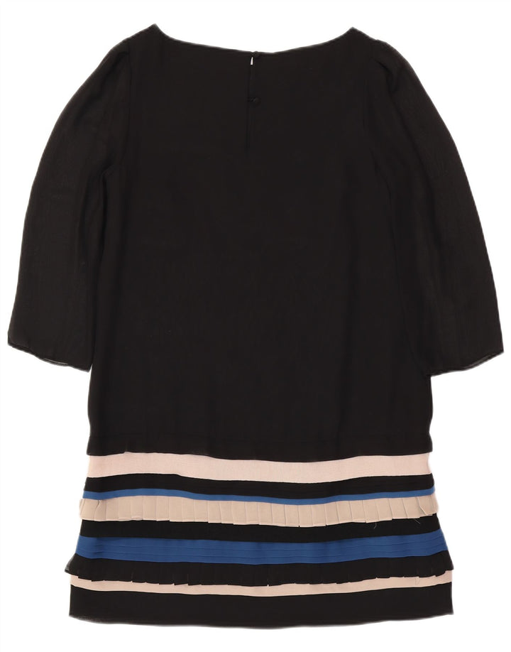 MONSOON Abito tubino da donna con maniche a 3/4 UK 12 Medio a righe nere
