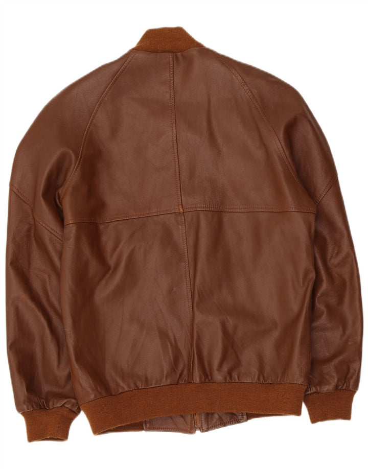 Giacca in pelle vintage da uomo IT 48 Marrone medio