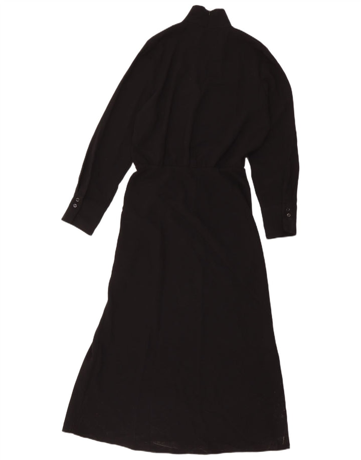 Vestito lungo a maniche lunghe da donna Zara UK 12 poliestere nero medio