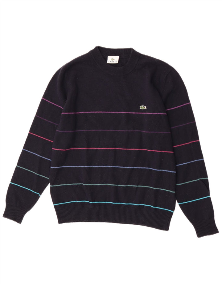 Maglione maglione girocollo da uomo Lacoste taglia 3 piccolo a righe blu navy