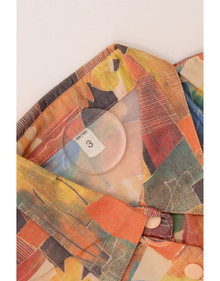 Camicia a maniche corte vintage da donna con motivo astratto UK 20 2XL multicolore