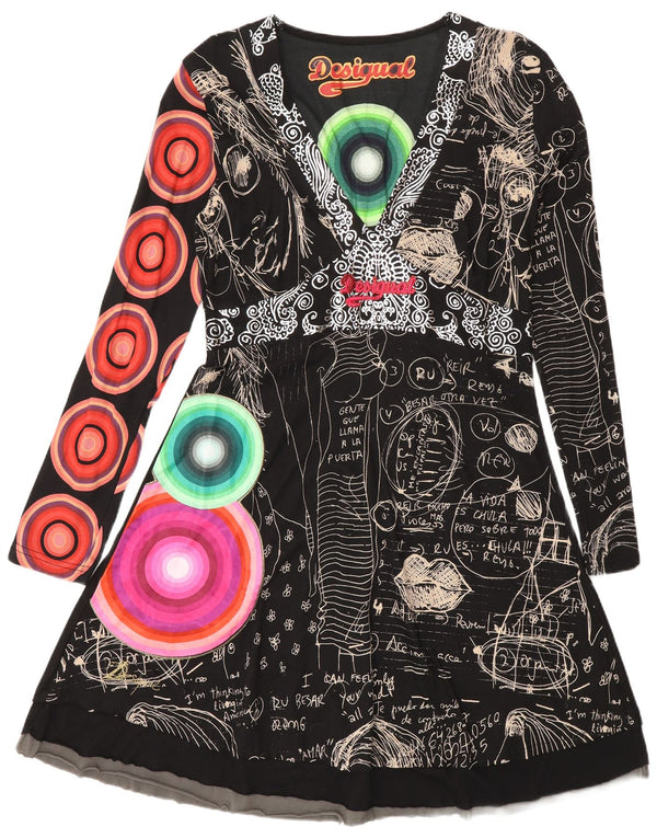 Desigual Abito impero grafico da donna con motivo astratto XL Nero moderno
