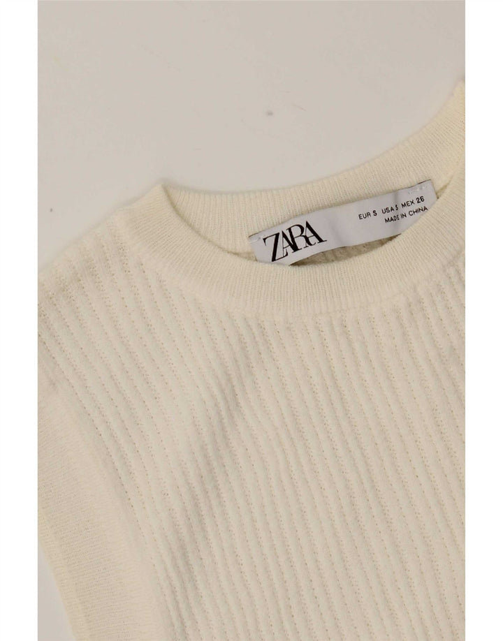Canotta corta da donna Zara UK 8 piccola bianca