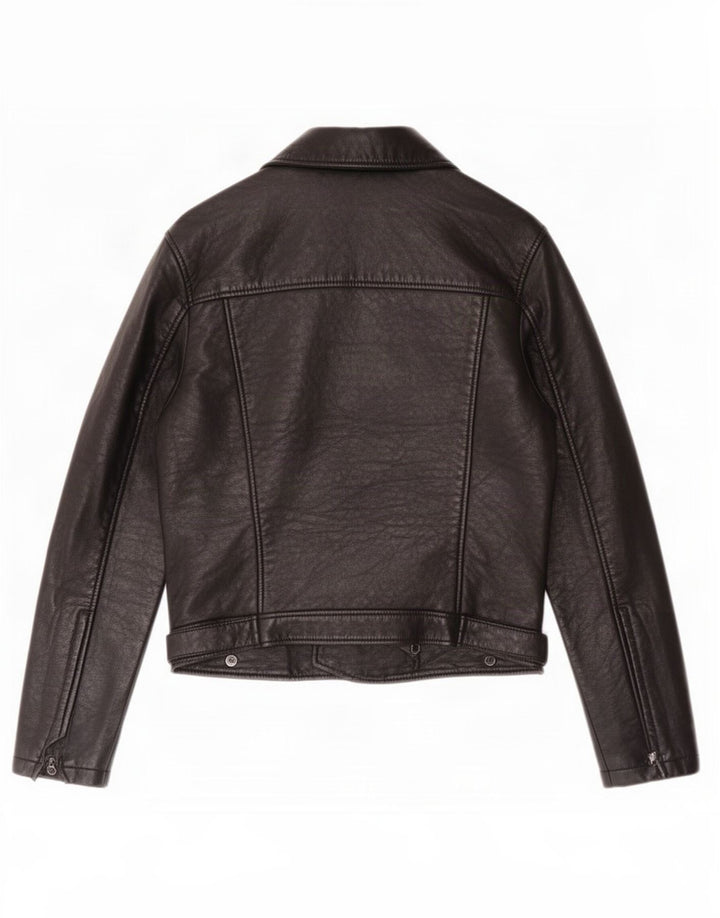 Giacca da motociclista in pelle da donna Topshop UK 12 media nera