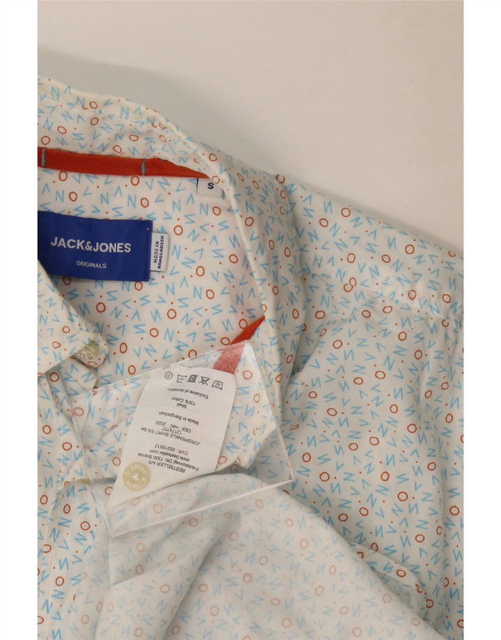 Camicia a maniche corte da uomo Jack & Jones piccola in cotone maculato bianco