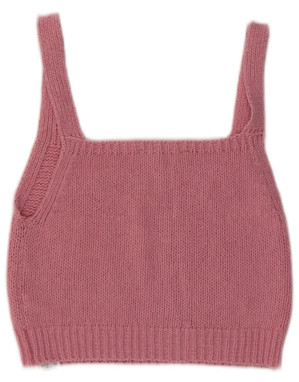 Top corto in maglia da donna Zara UK 12 cotone rosa medio