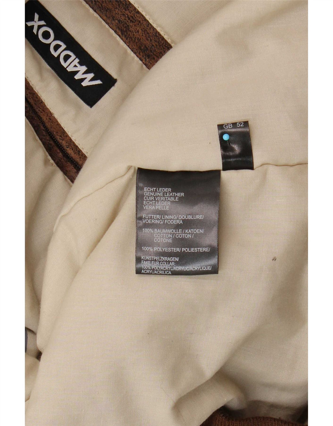 Giacca in pelle da uomo Maddox UK 52 6XL Pelle marrone