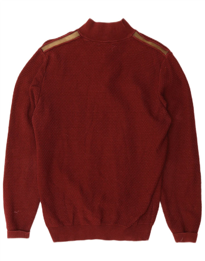 MASSIMO DUTTI Maglione da uomo con zip e collo piccolo in cotone bordeaux