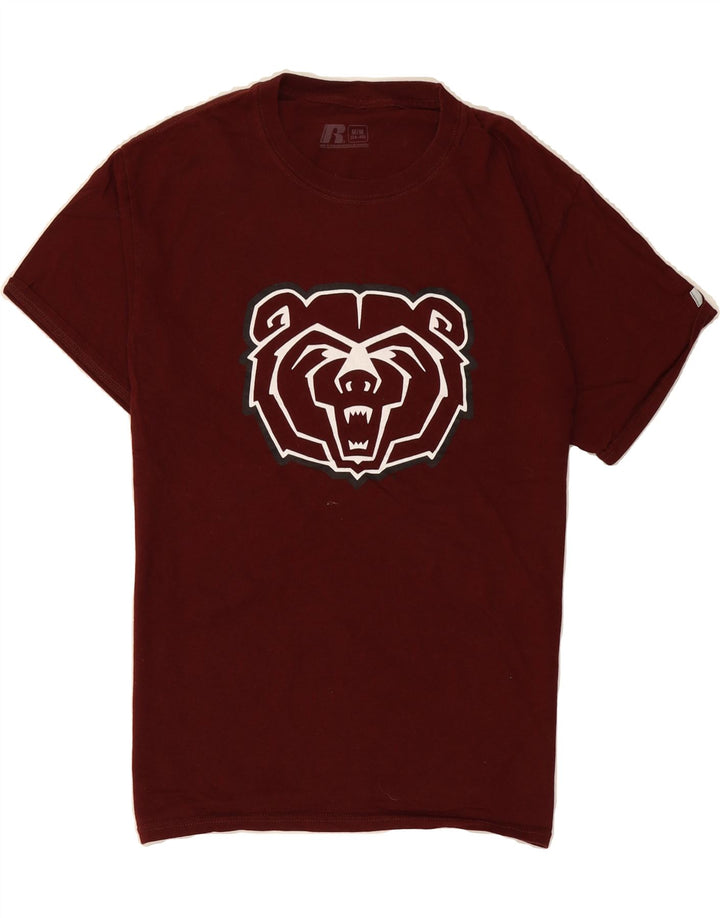 RUSSELL ATHLETIC Mens Graphic T-Shirt Top Medium Maroon Cotton Vintage Russell Athletic and Second-Hand Russell Athletic from Messina Hembry 