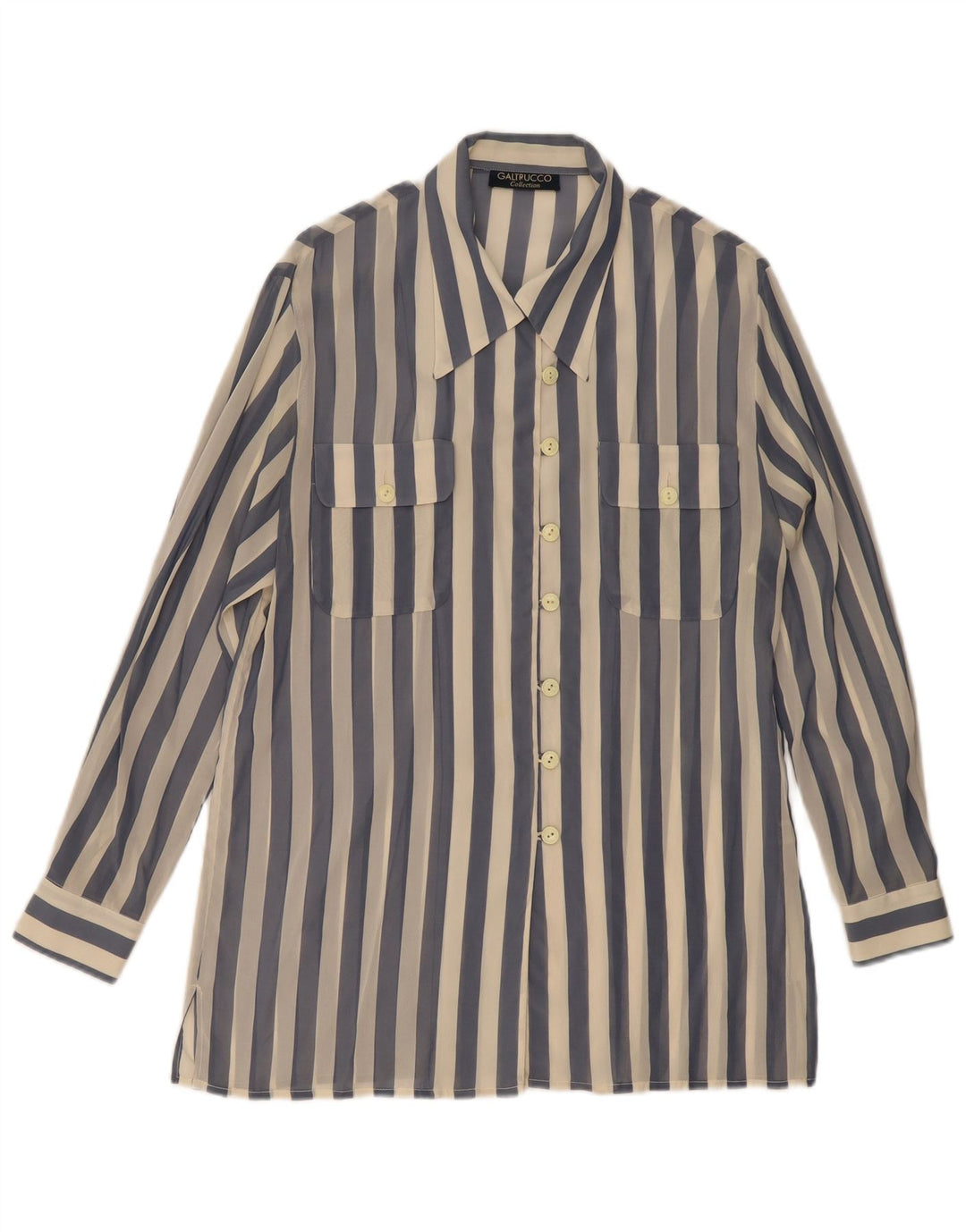 Galtrucco Camicetta da donna trasparente trasparente IT 44 Blu medio a righe