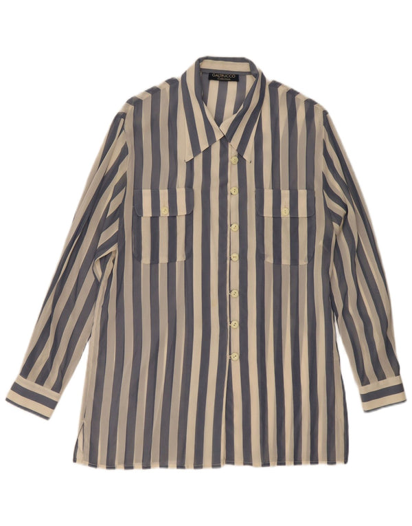 Galtrucco Camicetta da donna trasparente trasparente IT 44 Blu medio a righe