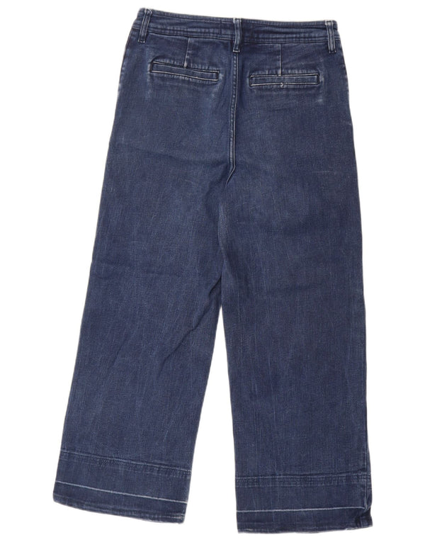 Jeans tagliati a gamba larga da donna Fat Face UK 10 piccoli W30 L24 cotone blu navy