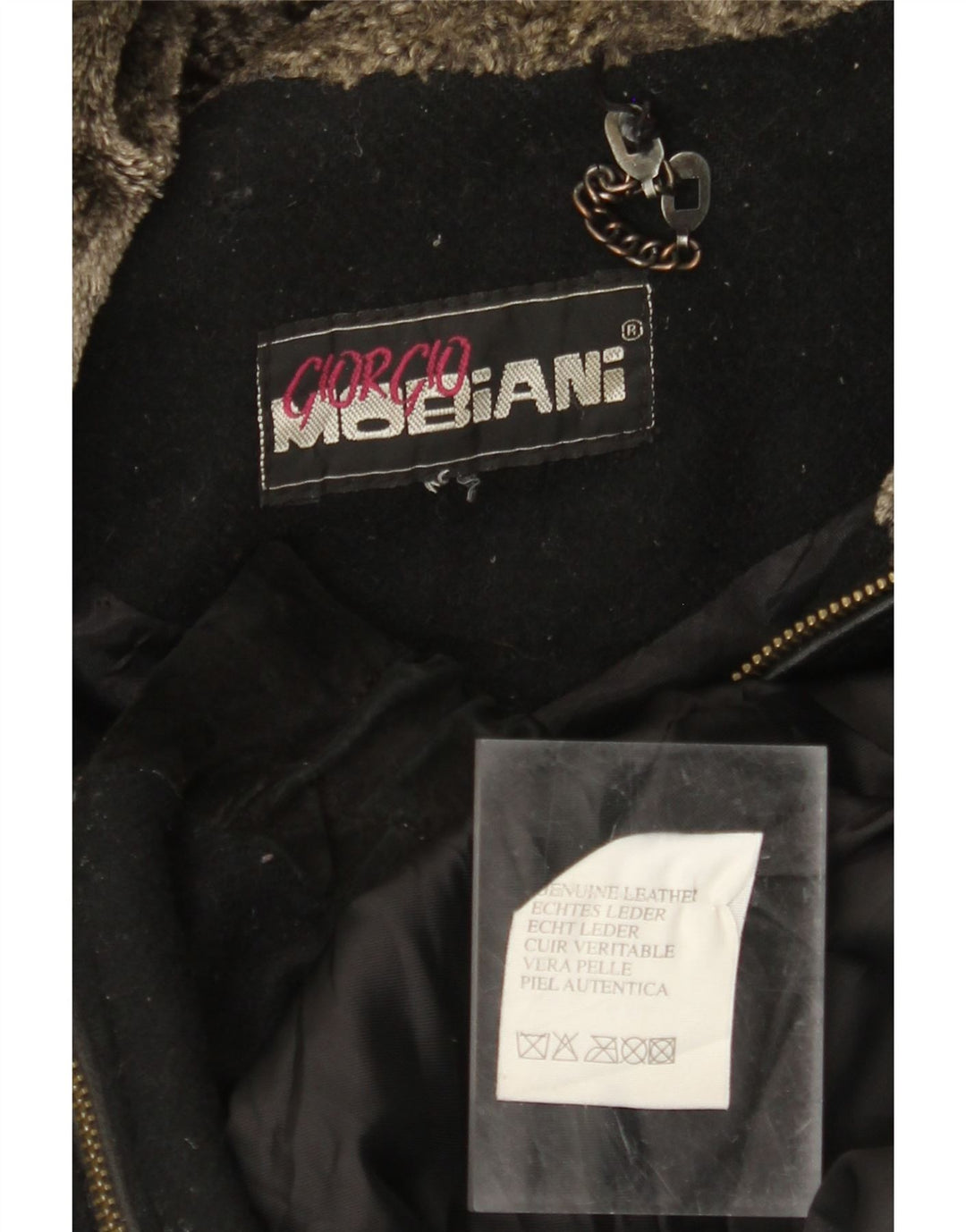 GIORGIO MOBIANI Giacca scamosciata da uomo con cappuccio UK 44 2XL Pelle nera